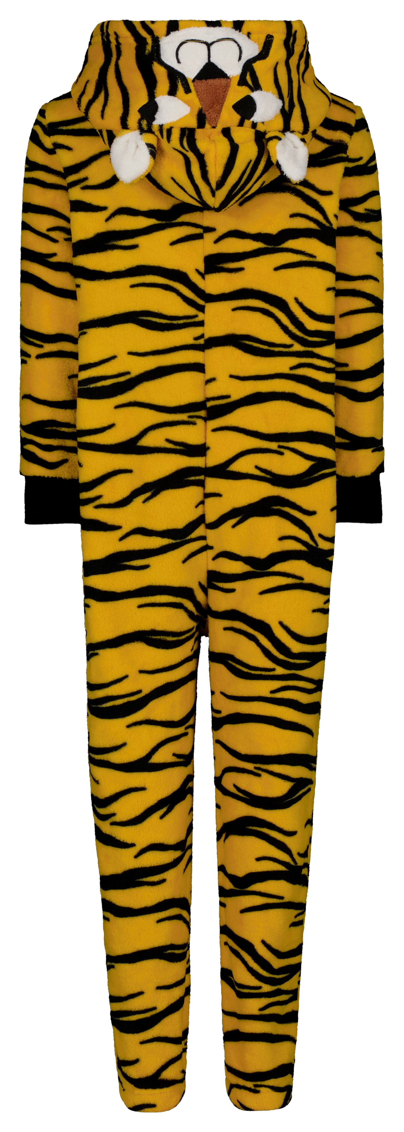 kinder onesie met capuchon fleece tijger geel - HEMA