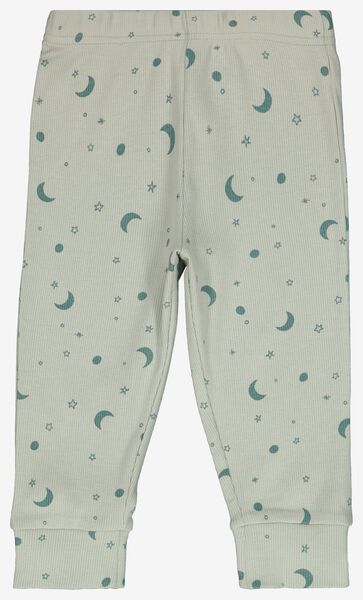 baby pyjama rib katoen/stretch maan blauw - HEMA