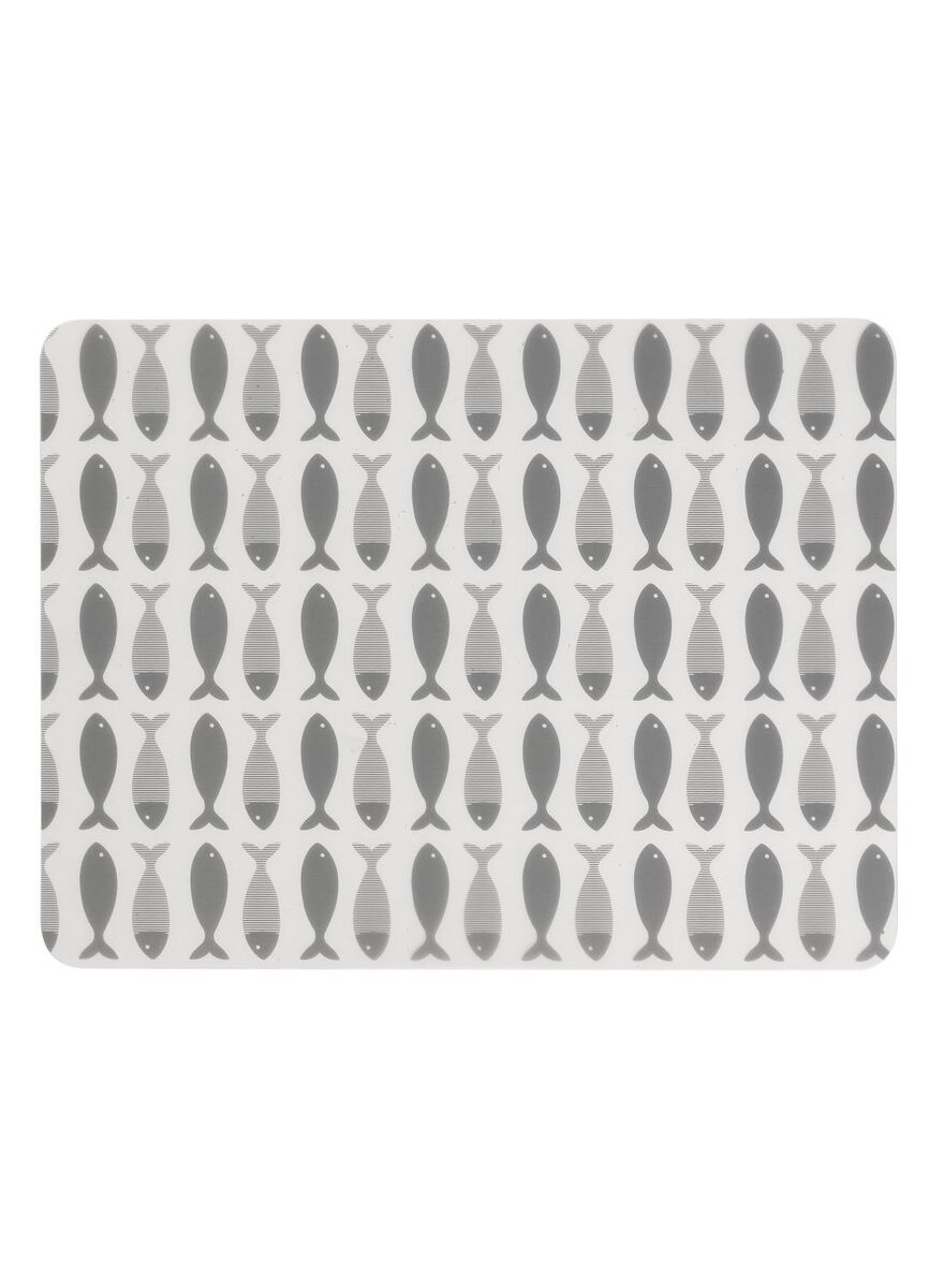 placemat - 32 x 42 - kunststof - grijs vissen - HEMA