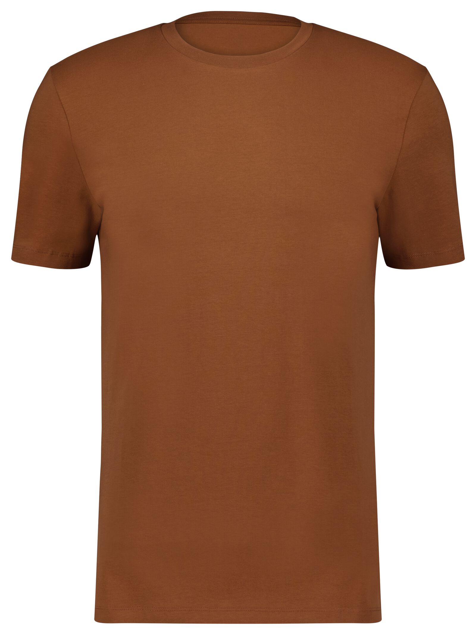 heren t-shirt regular fit o-hals bruin - HEMA