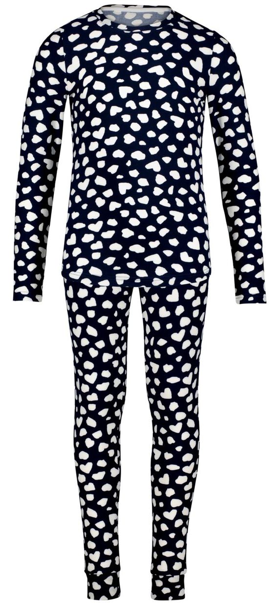 kinder pyjama met hartjes micro donkerblauw - HEMA