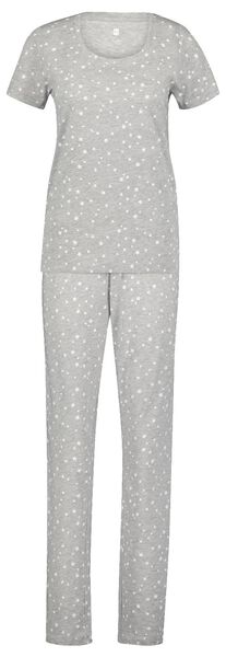 dames pyjama katoen sterren grijsmelange - HEMA