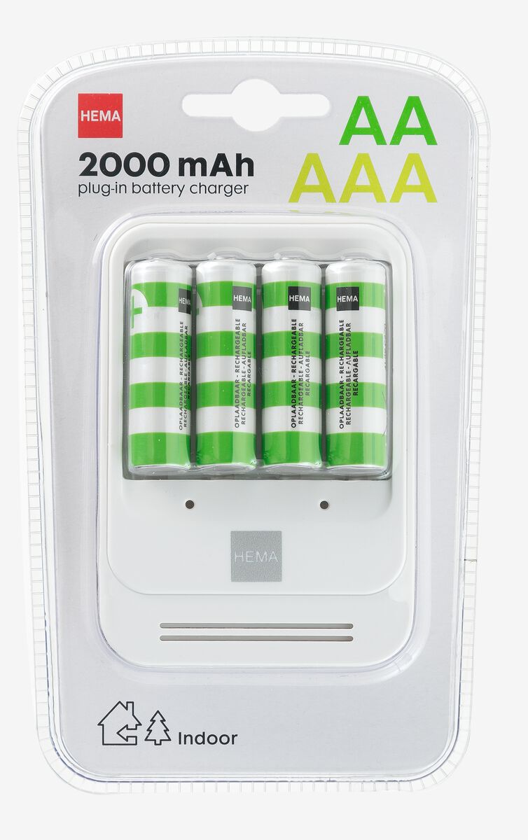 timer De Kamer Voorafgaan batterijlader inclusief 4 AA batterijen - HEMA