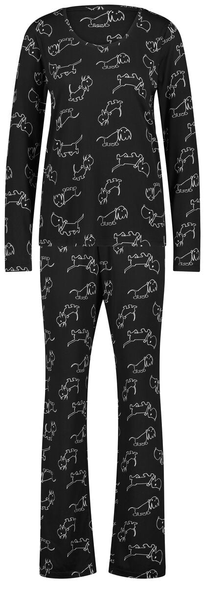 dames pyjama micro zwart - HEMA