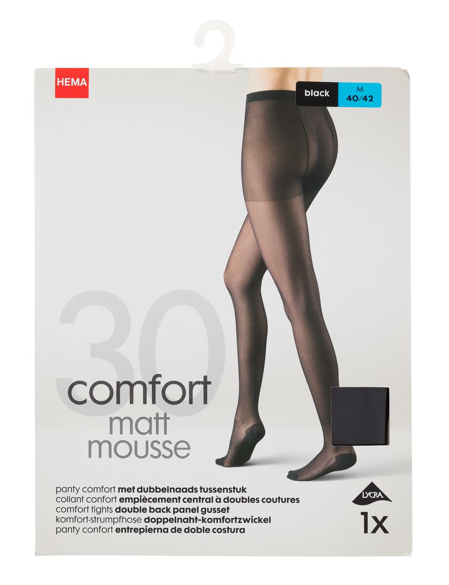comfort panty matt-mousse 30 denier zwart - HEMA