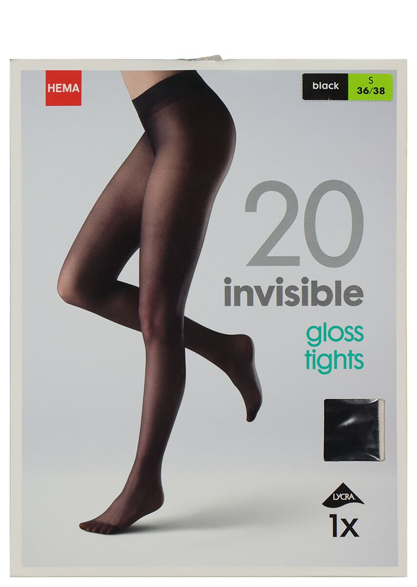 invisible panty gloss 20 denier zwart - HEMA