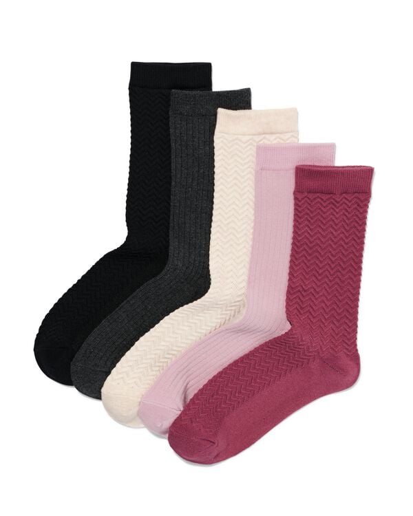 dames sokken met katoen - 5 paar paars - HEMA