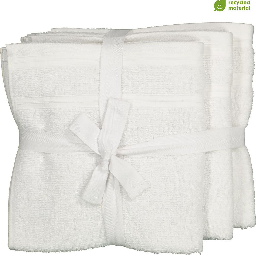 handdoeken - 50 x 100 cm - katoen met rPET - wit - 4 stuks - HEMA