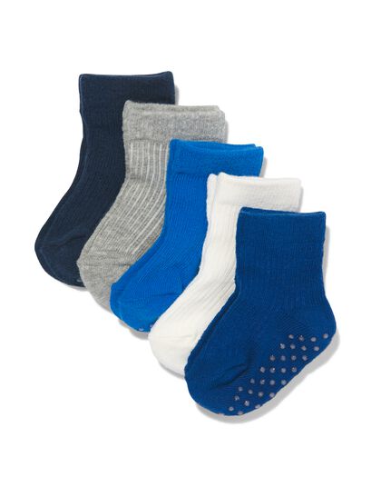 baby sokken met katoen - 5 paar blauw - HEMA