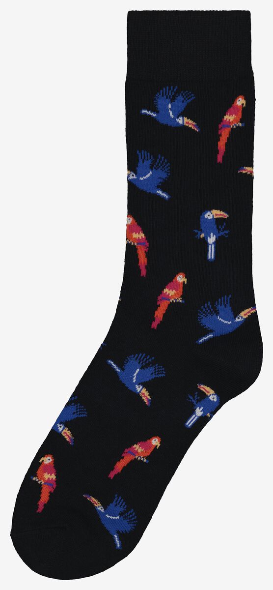 heren sokken vogels blauw - HEMA