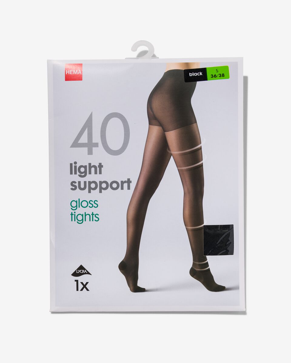 light support gloss panty 40 denier zwart - HEMA