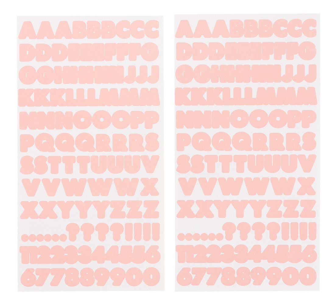2 vellen alfabet stickervellen zalm roze - letterstickers pastel - alfabetstickers pink salmon - nummers cijfers - cijferstickers - 11 mm