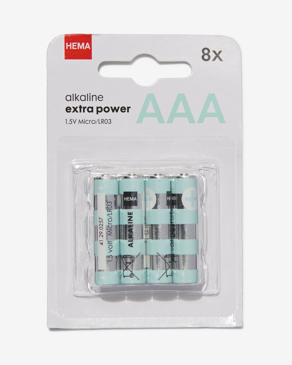 AAA alkaline extra power batterijen - 8 stuks - HEMA