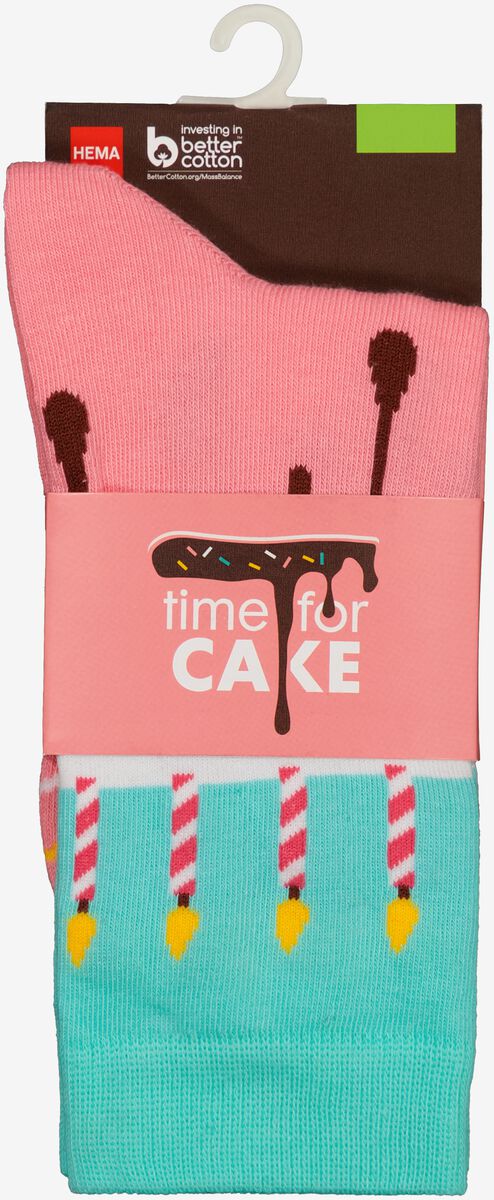 sokken met katoen time for cake roze - HEMA