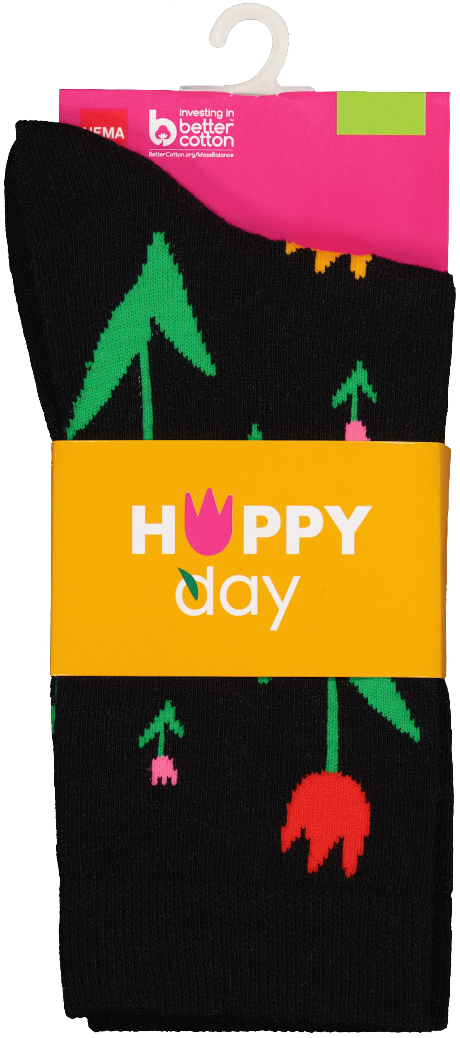 sokken met katoen happy day zwart - HEMA