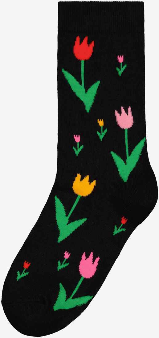 sokken met katoen happy day zwart - HEMA