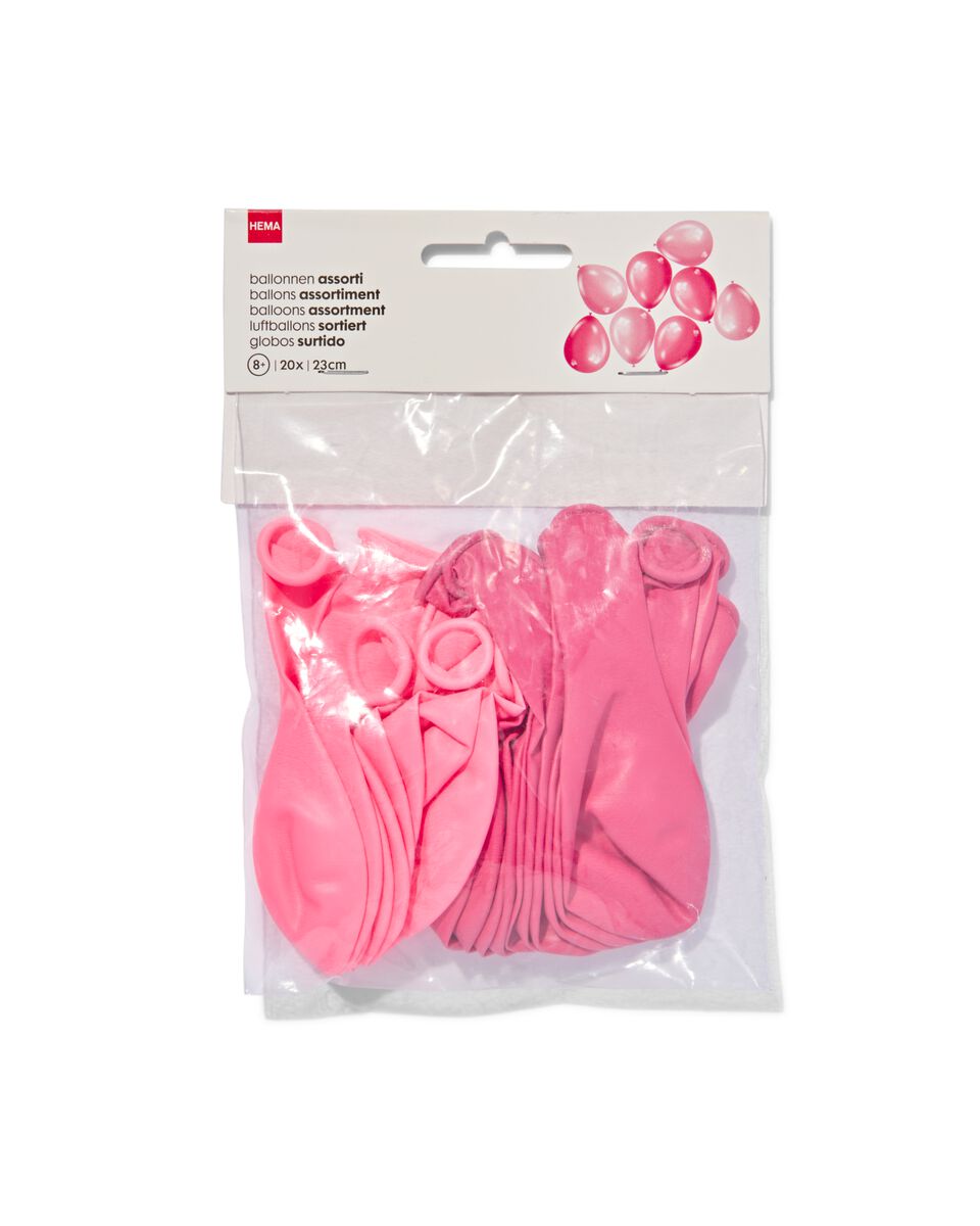 Recensent Sinis compromis ballonnen 23cm roze/rood - 20 stuks - HEMA