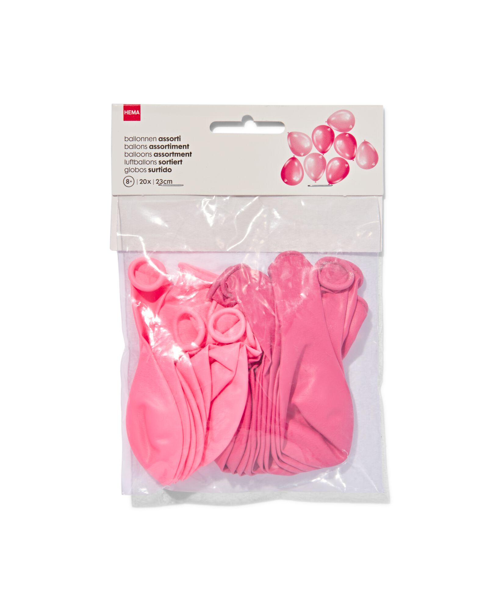 ballonnen 23cm roze/rood - 20 stuks - HEMA