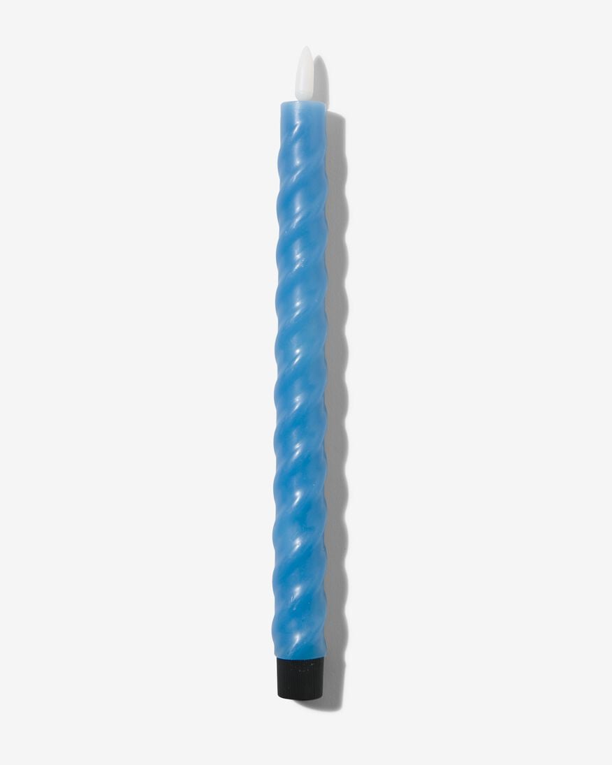 symbool Overwinnen gastheer LED gedraaide huishoudkaars met wax Ø2.3x28.3 blauw - HEMA