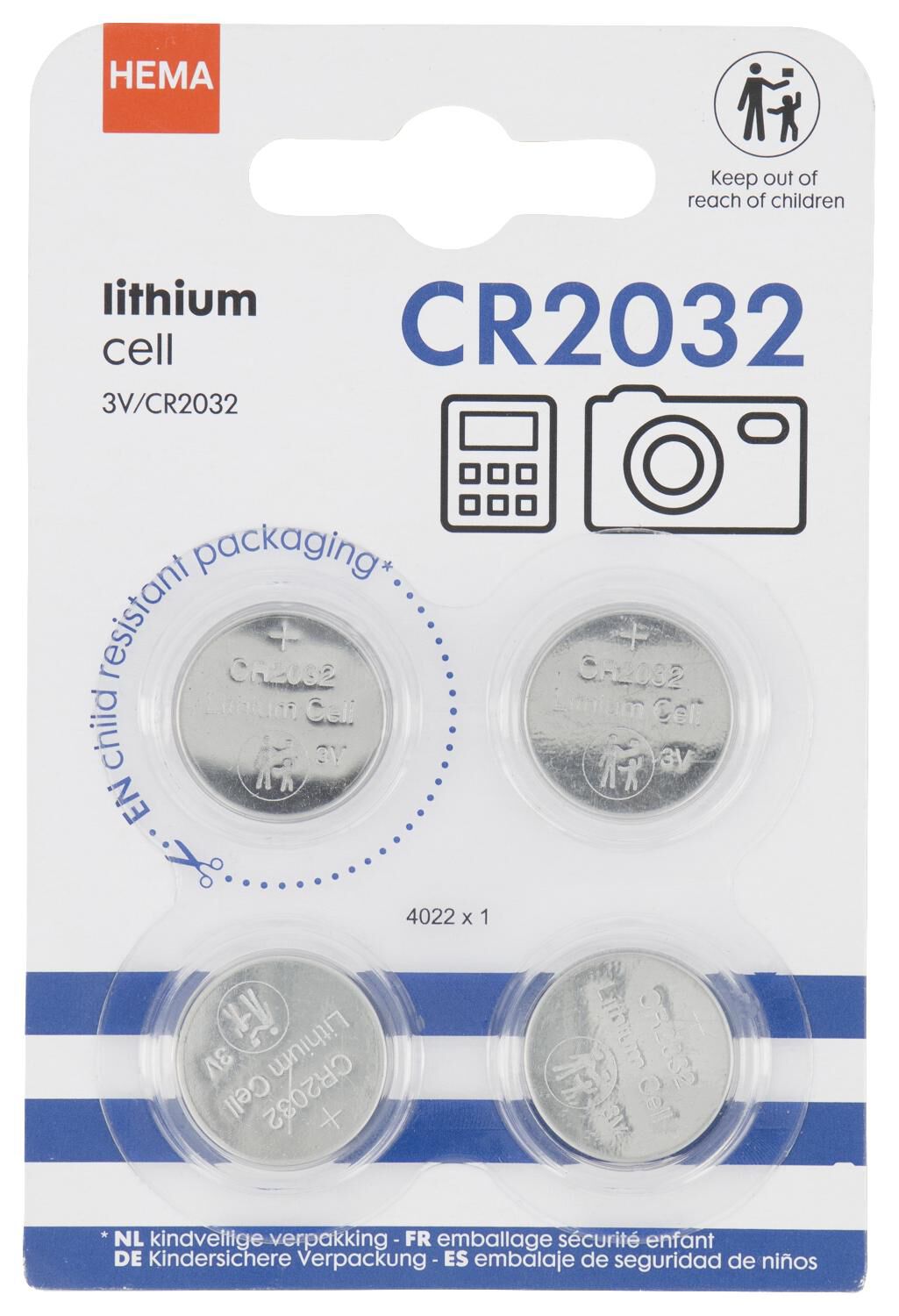 CR2032 lithium batterijen - 4 stuks - HEMA