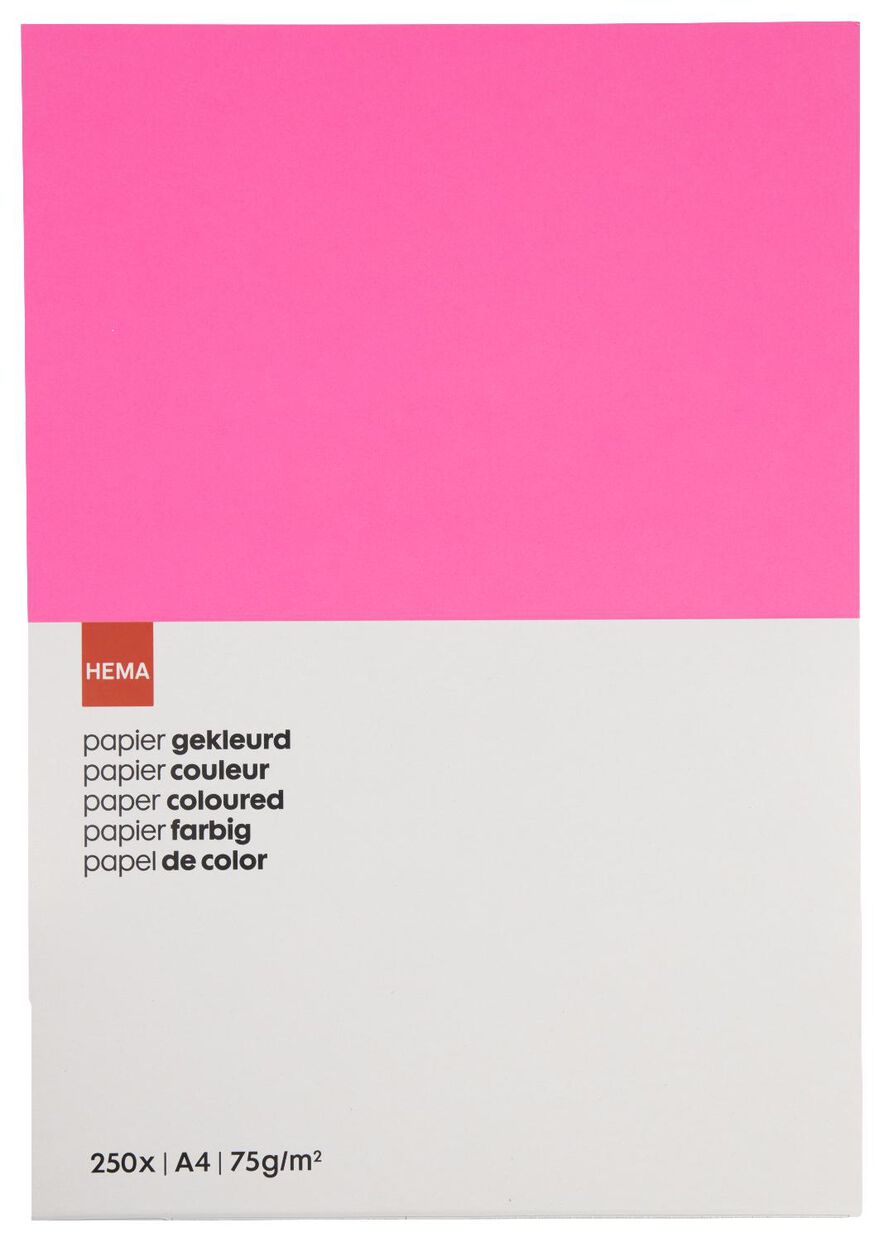 Jachtluipaard intern overhemd papier A4 gekleurd neon - 250 stuks - HEMA