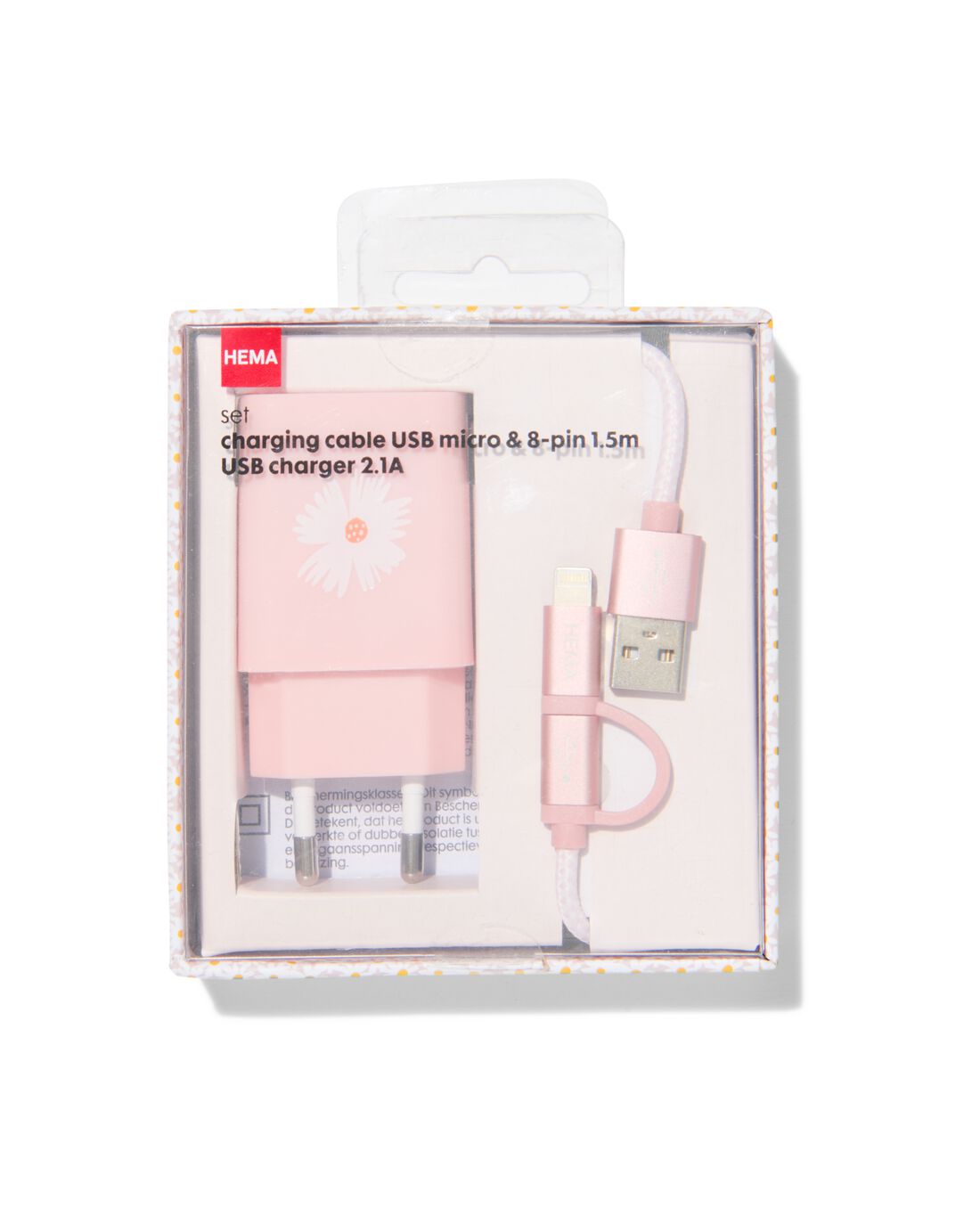 HEMA USB Laadkabel Micro-usb En 8-pin 1.5m Met Oplader 2.1A