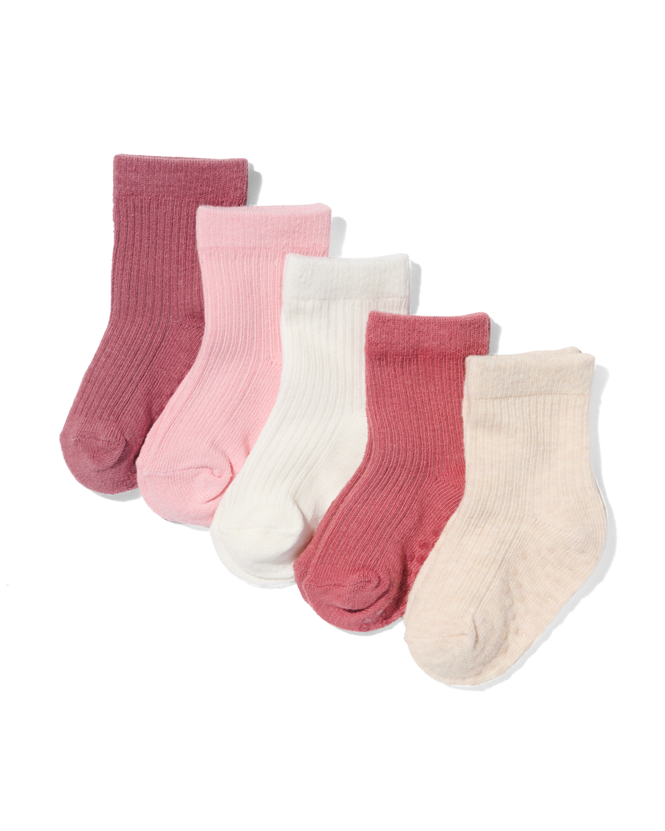 Pak om te zetten Depressie Werkwijze baby sokken met katoen - 5 paar roze - HEMA