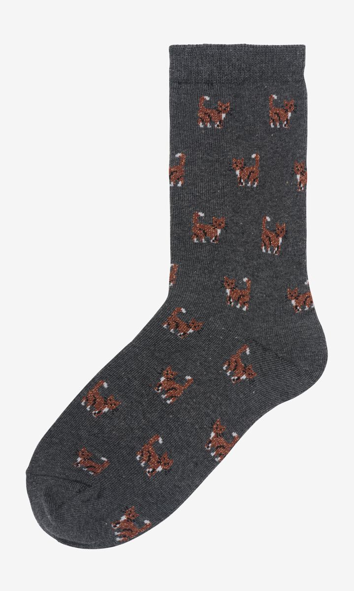 dames sokken met katoen en glitters - 2 paar grijsmelange - HEMA