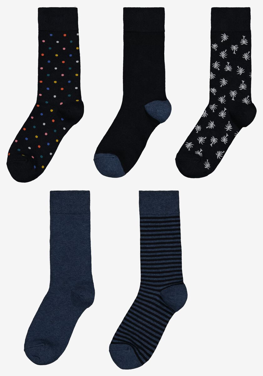 heren sokken stippen - 5 paar blauw - HEMA