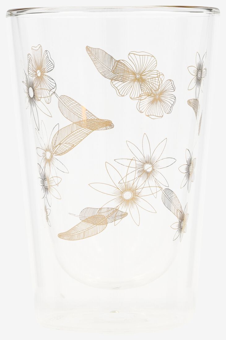 dubbelwandige glas bloemen 350ml - HEMA