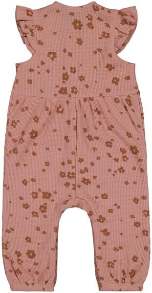 baby jumpsuit met ruffle wafel roze - HEMA