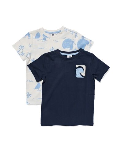 kinder t-shirt eiland - 2 stuks blauw 146/152 - 30781858 - HEMA