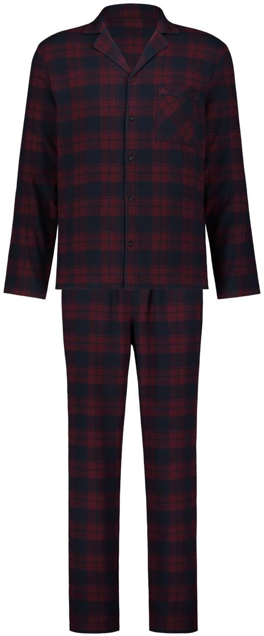 heren pyjama flanel donkerrood - HEMA