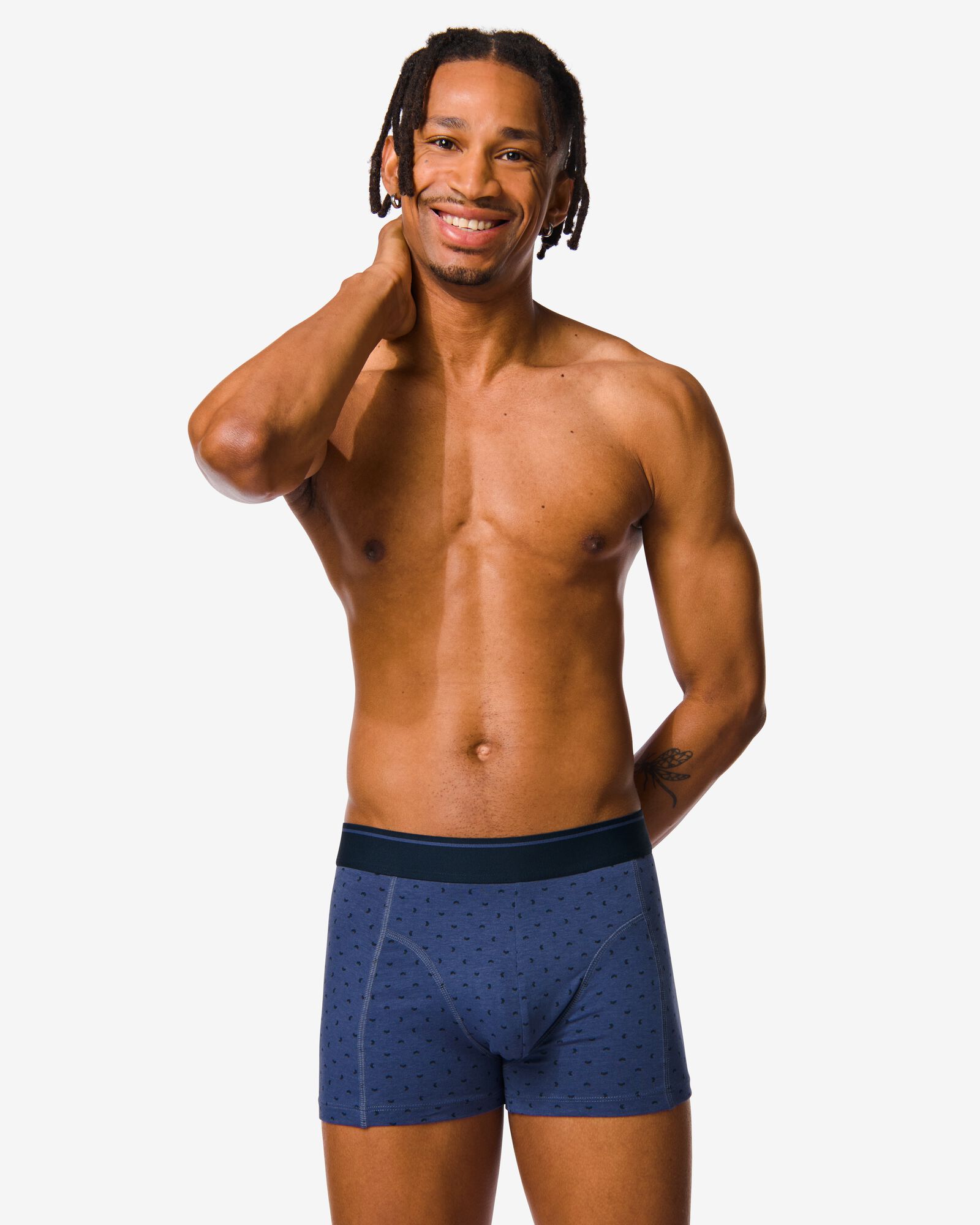 korte heren boxers met bamboe long lasting grafisch - 2 stuks blauw - HEMA