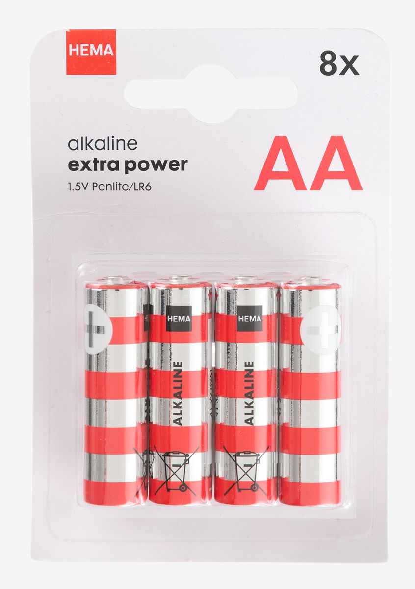 AA alkaline extra power batterijen - 8 stuks - HEMA